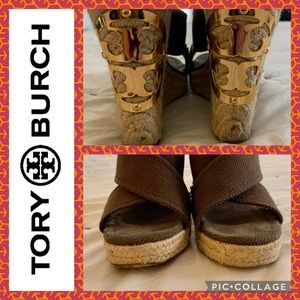 Tory Burch ‘Kristen’ Canvas Espadrille Wedges